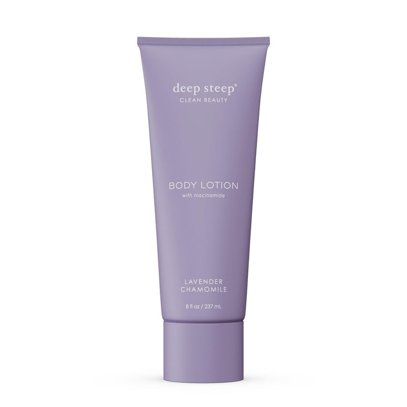 Deep Steep Body Lotion Lavender Chamomile 8 oz  Moisturizer with Coconut Oil Shea Butter Argan Oil Aloe Vera  Niacinamide  Vegan Clean Beauty Daily Skin Hydration